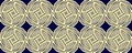 Luxury Brocade Pattern. Indigo Golden Seamless Kaleidoscope. Royal Blue Damask Print. Geometric Tapestry Texture. Abstract Textile