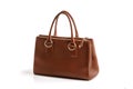 Luxury brown leather holding female fashion hand bag Royalty Free Stock Photo