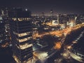 Luxury buildings in Tel Aviv Luxury residential skyscrapers in Tel Aviv. Top view of the road in the night city. night life of the Royalty Free Stock Photo