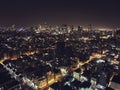 Luxury buildings in Tel Aviv Luxury residential skyscrapers in Tel Aviv. Top view of the road in the night city. night life of the Royalty Free Stock Photo