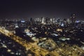 Luxury buildings in Tel Aviv Luxury residential skyscrapers in Tel Aviv. Top view of the road in the night city. night life of the Royalty Free Stock Photo