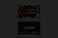 Luxury black business card with geometric lines texture and gold detail vector template, banner or invitation with