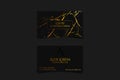 Luxury business card with marble texture and gold detail vector template, banner or invitation with golden foil on black Royalty Free Stock Photo