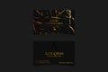 Luxury business card with marble texture and gold detail vector template, banner or invitation with golden foil on black Royalty Free Stock Photo