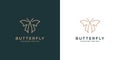 Luxury Butterfly logo design with line art style