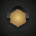 A Luxury button of hexagon shape with golden frame vector illustration. Premium realistic isolated website element