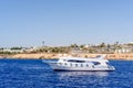 Luxury cabin cruiser cruising offshore