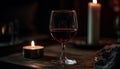 Luxury candlelit celebration with red wine, whiskey, and gourmet food generated by AI Royalty Free Stock Photo