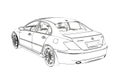 Luxury Car Acura RL Sketch. 3D Illustration.