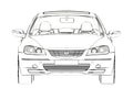 Luxury Car Acura RL Sketch. 3D Illustration.