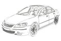 Luxury Car Acura RL Sketch. 3D Illustration.