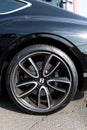 Luxury car Bentley logo name on Pirelli tire close up