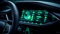Luxury car dashboard illuminated with blue lighting generative AI Royalty Free Stock Photo