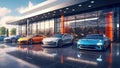 A luxury car dealership mockup red and blue cars car showroom wall mockup HD 1920*1080