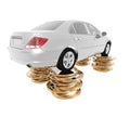 Luxury car on the dollar coins