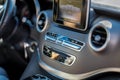 Luxury car interior dashboard closeup monitor