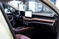 Luxury car interior with dashboard copy space for advertising and digital display in modern vehicle Royalty Free Stock Photo
