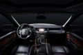 Luxury car leather interior, black studio background Royalty Free Stock Photo