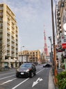 A luxury car running on street in Tokyo, Japan Royalty Free Stock Photo