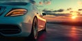 Luxury Car Sunset Road Trip Vehicle Background Royalty Free Stock Photo