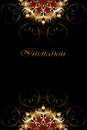 Luxury card with gold ornament on a black background.