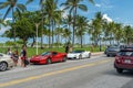 Miami Beach, Florida, USA - Luxury cars parked along the street of South Beach