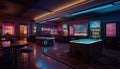 Luxury casino bar illuminated for night entertainment generated by AI