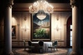 luxury casino with elegant decor, fine art, and crystal chandeliers