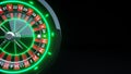 Luxury Casino Gambling Roulette Wheel 3D Realistic With Neon Green Lights - 3D Illustration Royalty Free Stock Photo