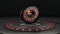 Luxury Casino Roulette Wheel On Black Stage - 3D Illustration