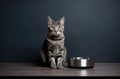 Luxury Cat Poses Near Food Bowl Royalty Free Stock Photo