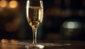 Luxury celebration, champagne glass reflects bright golden bottle generated by AI Royalty Free Stock Photo
