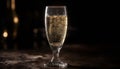 Luxury celebration champagne glass reflects elegance, black background, empty generated by AI Royalty Free Stock Photo