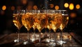 Luxury celebration, champagne pouring, glass reflecting success generated by AI Royalty Free Stock Photo