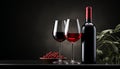 Luxury celebration red wine, elegance, gourmet, wood, romance, freshness generated by AI Royalty Free Stock Photo