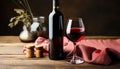 Luxury celebration red wine, gourmet meal, elegance, romance, still life generated by AI Royalty Free Stock Photo