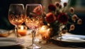 Luxury celebration with wine, candle, and elegance generated by AI