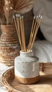 Luxury ceramic air freshener collection with minimalist brutalist design and incense sticks