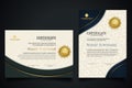 Luxury certificate template with elegant corner frame and realistic texture pattern, diploma Vector illustration Royalty Free Stock Photo