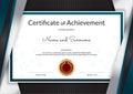 Luxury certificate template with elegant silver blue border frame, Diploma design for graduation or completion Royalty Free Stock Photo