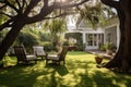 Luxury chairs backyard. Generate Ai Royalty Free Stock Photo