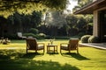 Luxury chairs backyard modern. Generate Ai Royalty Free Stock Photo