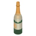 Luxury champagne bottle icon, isometric style