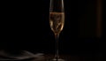 Luxury champagne flute reflects elegance in a black background celebration generated by AI Royalty Free Stock Photo