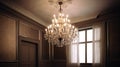 luxury Chandelier Luxury gold chandelier on wooden wooden deroration. Classical lighting equipment. Interior decoration