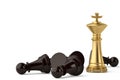 Luxury chess gold king and black pawns on white background.3D il Royalty Free Stock Photo