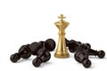 Luxury chess gold king and black pawns on white background.3D il Royalty Free Stock Photo