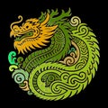 Luxury chinese traditional ornamental green gold dragon pattern Happy Chinese new year 2024 Zodiac sign, year of the Dragon. Royalty Free Stock Photo