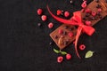 Chocolate bar with freeze-dried berries. Royalty Free Stock Photo