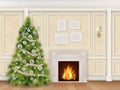 Luxury christmas interior with fireplace